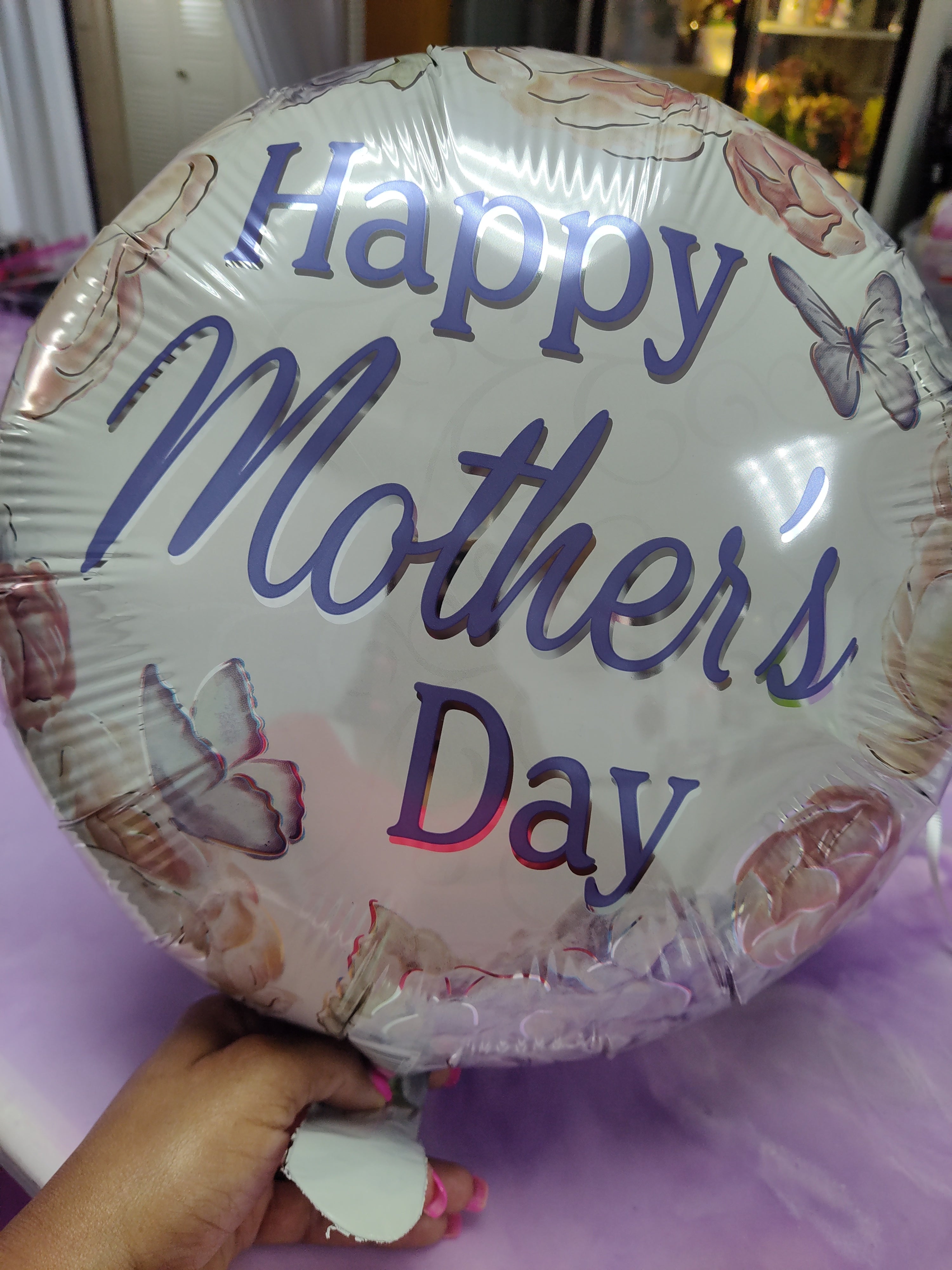 "Mom" Floral Vase Arrangement (Pink or Blue)