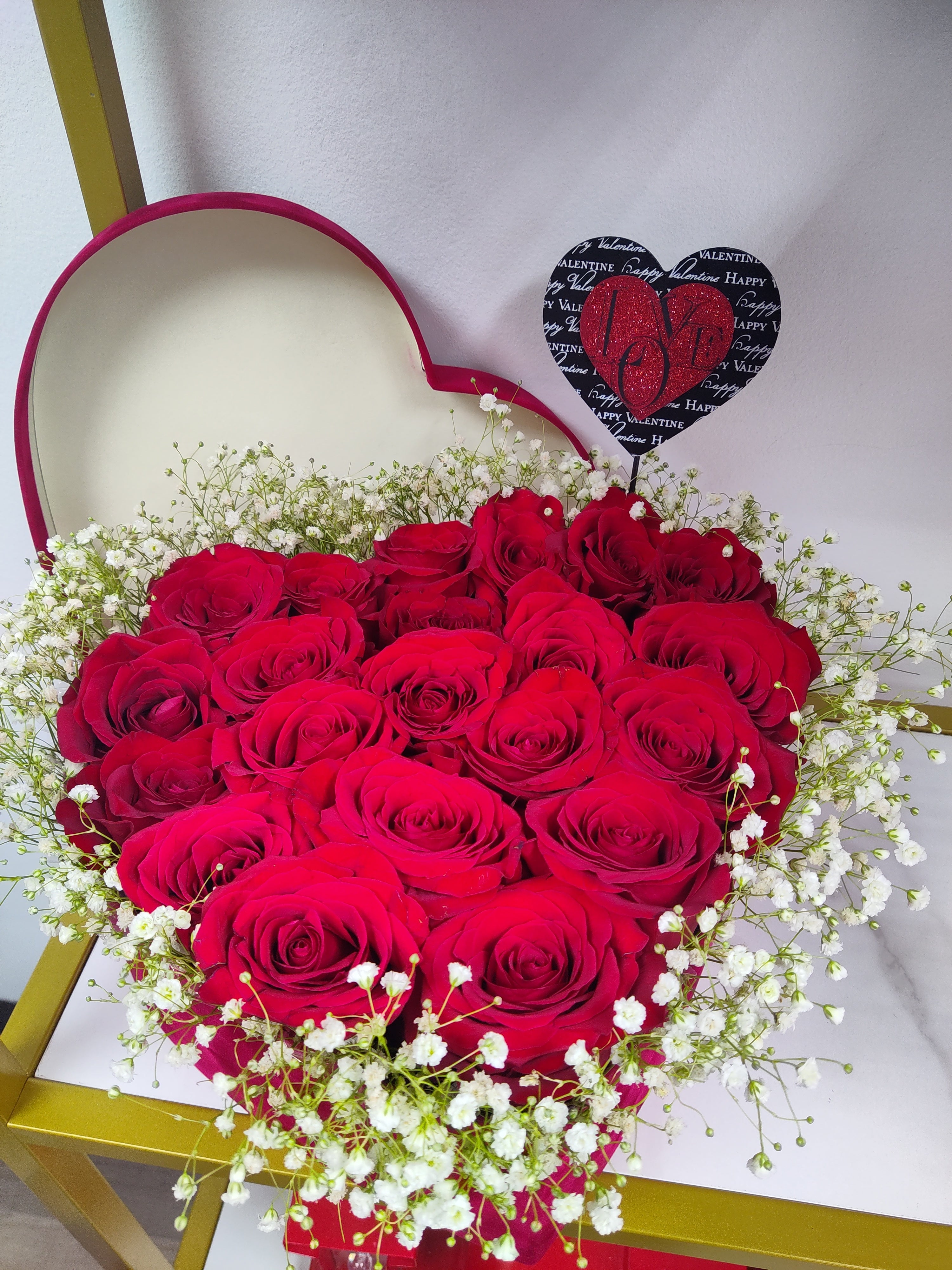 "With my whole HEART" - Red Roses + Velvet Heart Box (Sweetest Day)