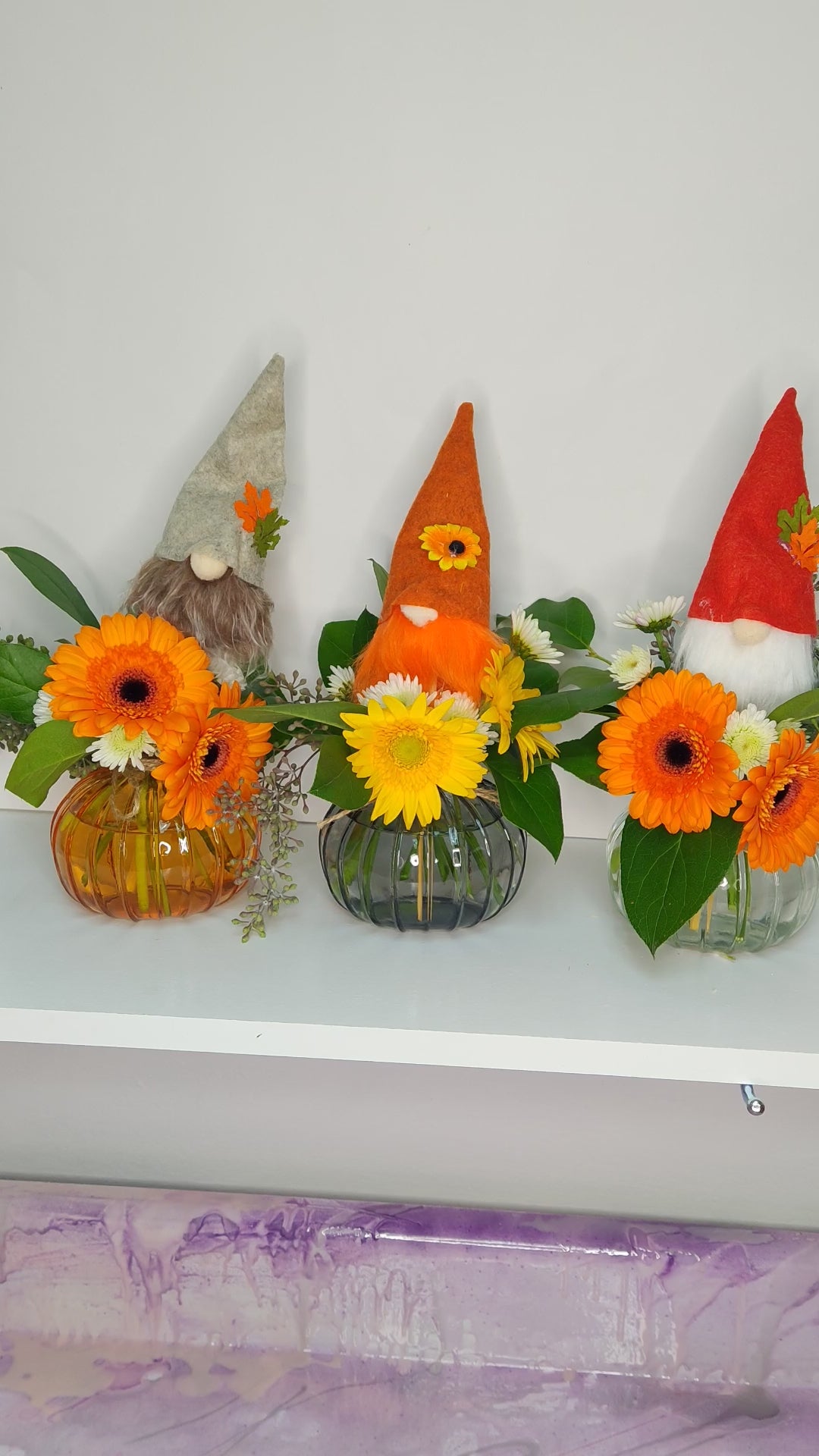 Me and my Gnomies! Glass Pumpkin| Fall Floral Collection