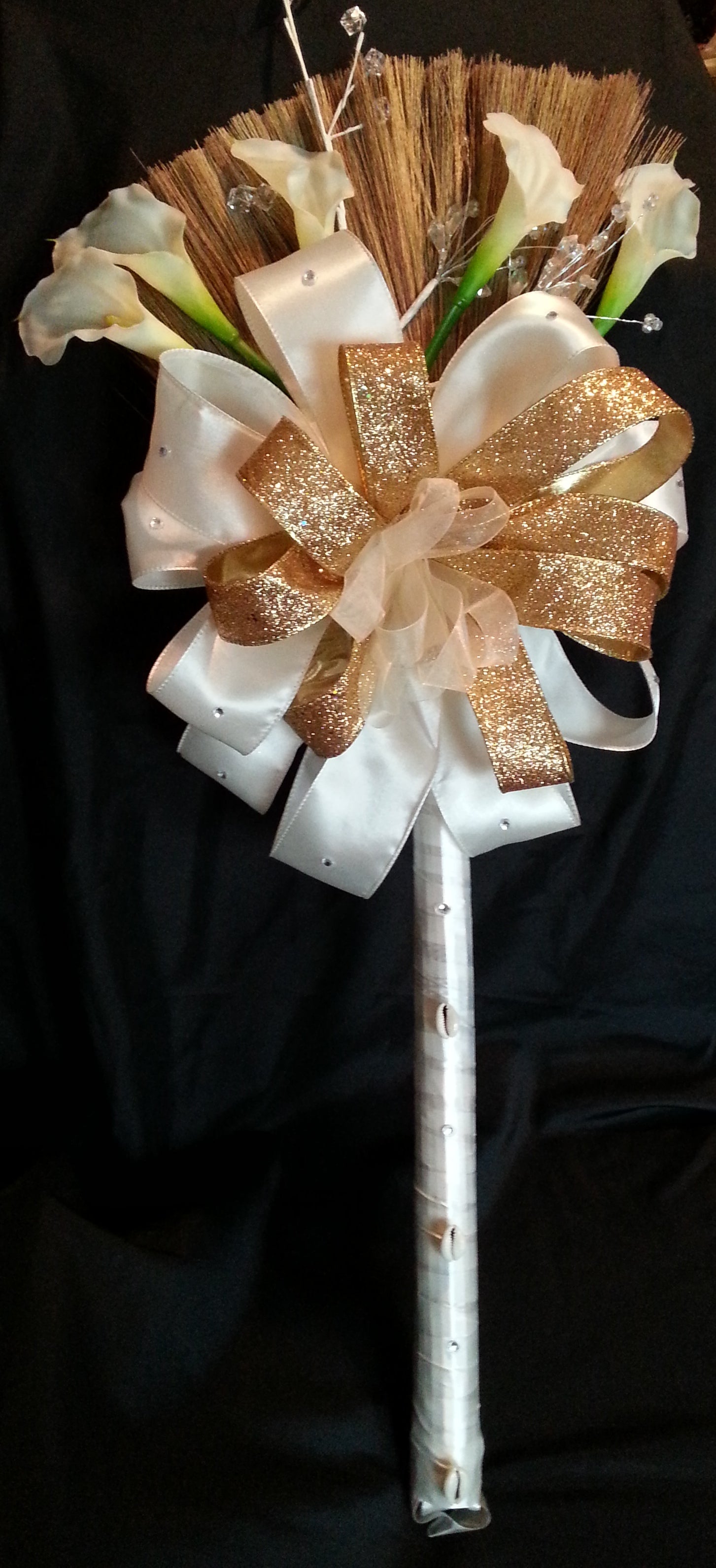 Ivory and Gold Wedding Broom