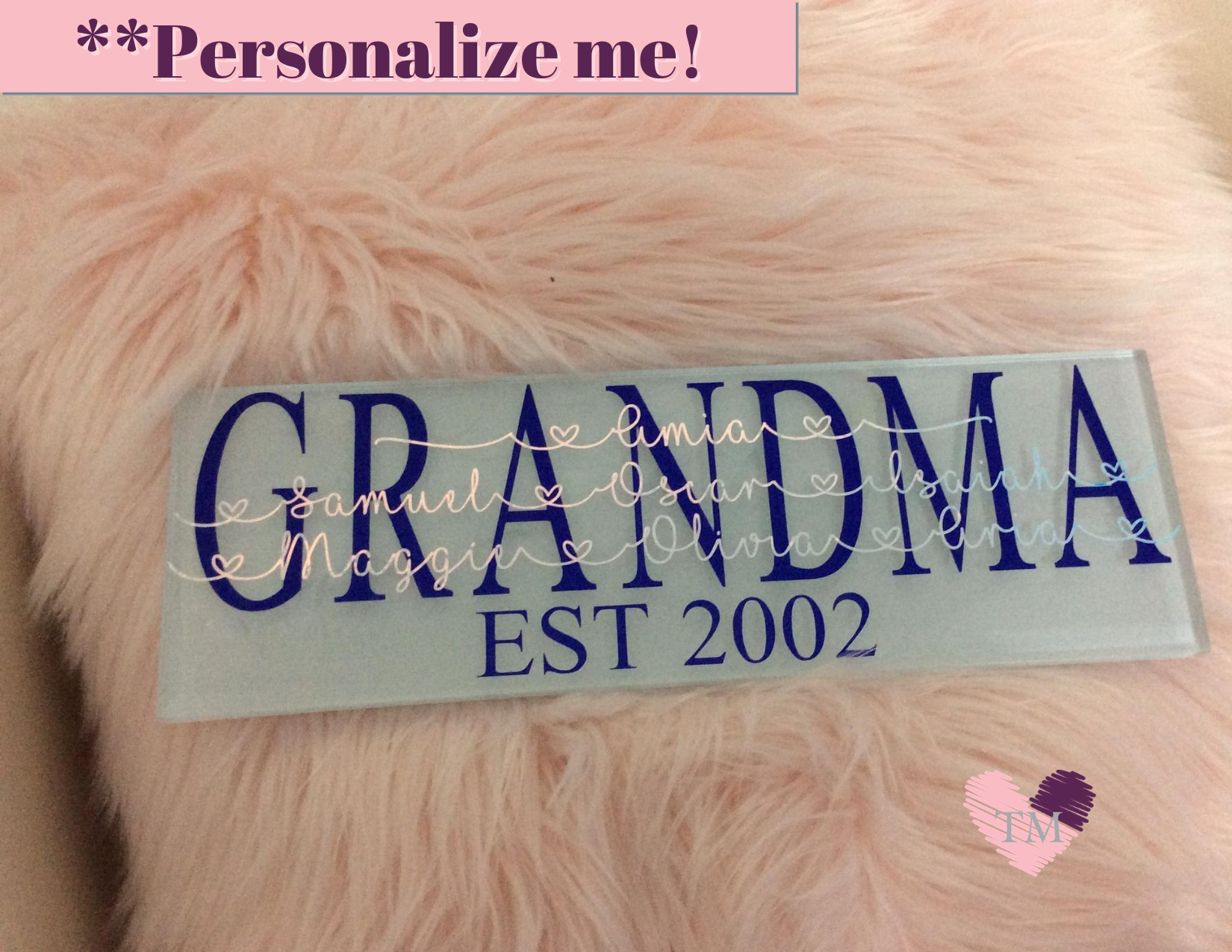 Custom Personalized Glass Gift Tiles (Grandma) - Mother's/Father's Day Gifts
