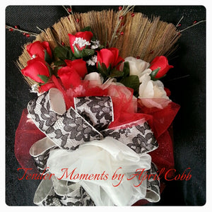 Red Romance Wedding Broom (Roses)