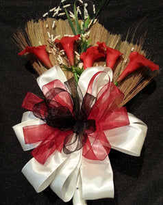 Red Romance Wedding Broom (Calla Lily)
