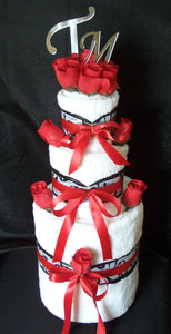 Red, Black & White Towel Cake (3 Tier)